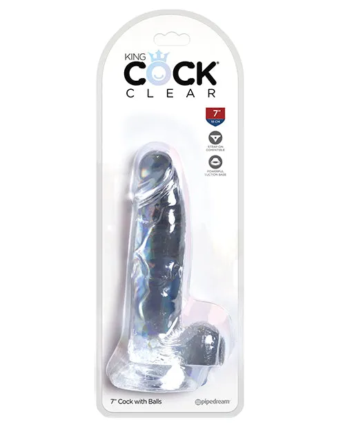 King Cock Dildos King Cock Clear Dildo with Balls 7in Clear