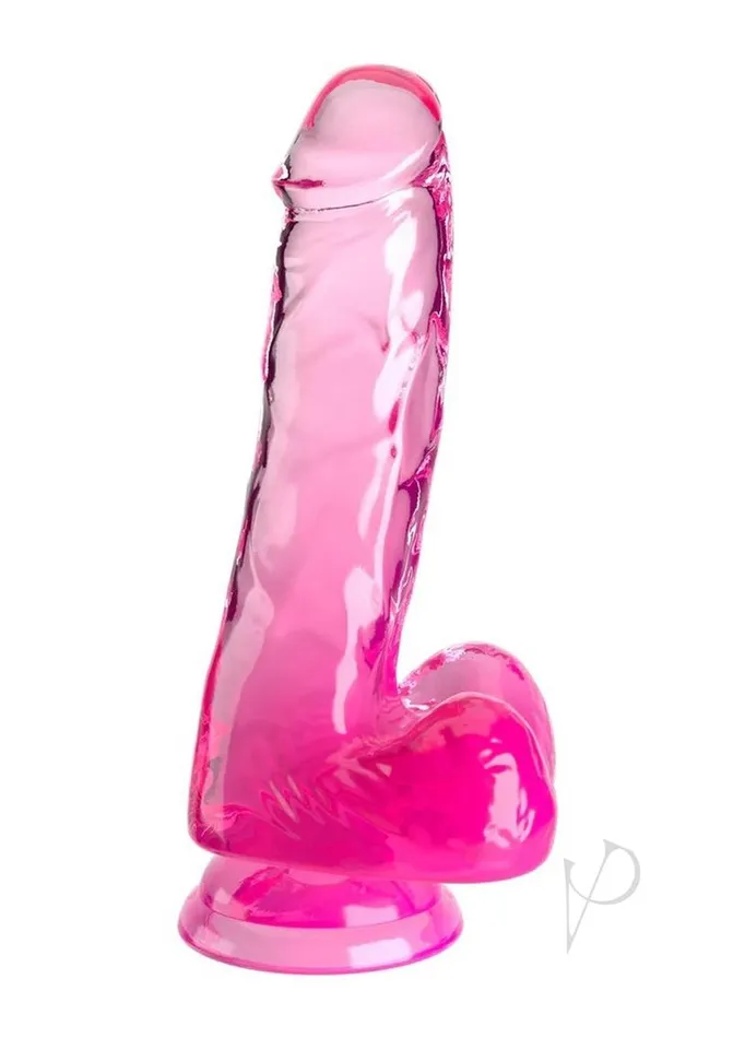 King Cock King Cock Clear Dildo with Balls 6in Pink Dildos