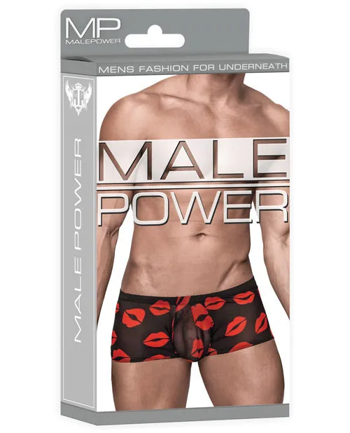Kiss Me Stretch Mesh Mini Short BlkRd MD Male Power Vibrators Kiss Me Stretch Mesh Mini Short BlkRd MD Male Power Vibrators