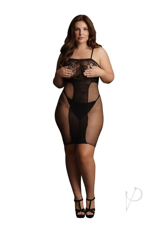 Le Desir Anal Le Desir KneeLength Lace and Fishnet Dress Queen Black Le Desir Anal Le Desir KneeLength Lace and Fishnet Dress Queen Black