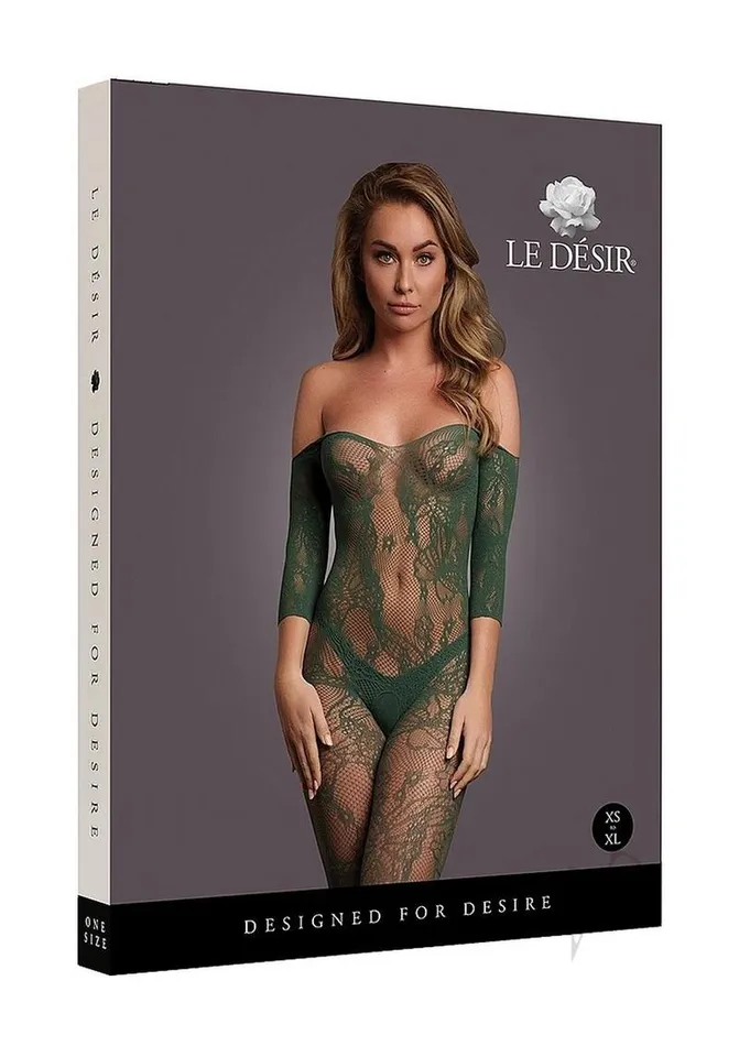 Le Desir Lace Long Sleeved Bodystocking OS Green Le Desir Bodystockings Playsuits Le Desir Lace Long Sleeved Bodystocking OS Green Le Desir Bodystockings Playsuits