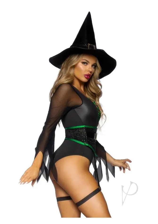 Leg Avenue Couples Leg Avenue Broomstick Babe Bodysuit with Lace Up DeepV and Waist Cincher Buckle Accent Attached Garters and Witch Hat 2 Piece Small Black Leg Avenue Couples Leg Avenue Broomstick Babe Bodysuit with Lace Up DeepV and Waist Cincher Buckle Accent Attached Garters and Witch Hat 2 Piece Small Black