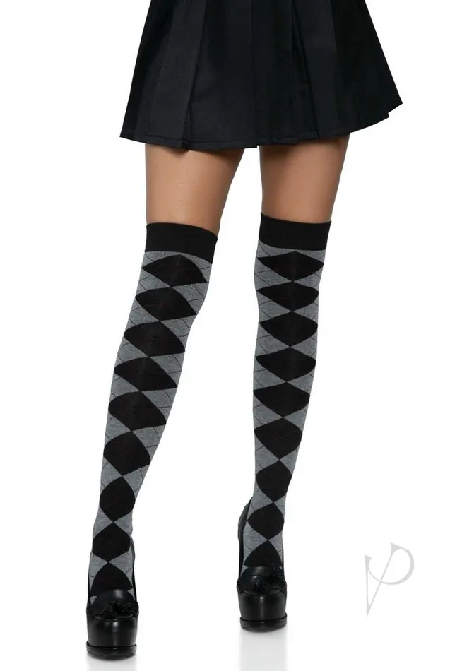 Leg Avenue Leg Avenue Argyle Knit Over The Knee Socks OS Grey Vibrators