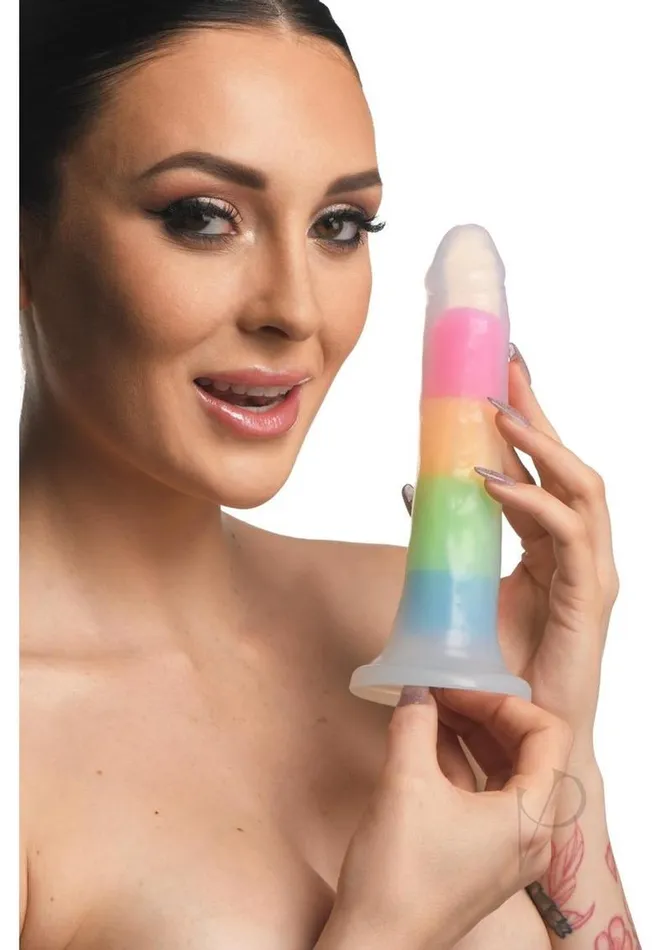 Lollicock Dildos Lollicock Glow in the Dark Rainbow Silicone Dildo 7in