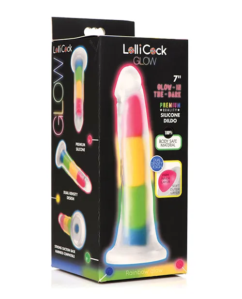 Lollicock Dildos Lollicock Glow in the Dark Rainbow Silicone Dildo 7in