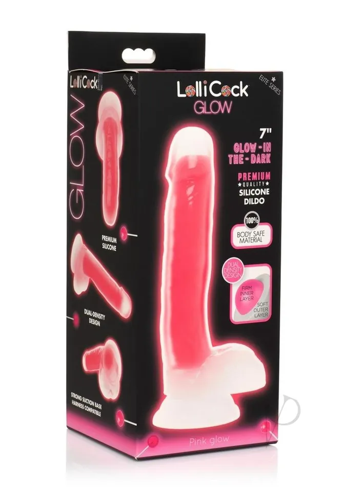 Lollicock Dildos Lollicock Glow in the Dark Silicone Dildo with Balls 7in Pink Lollicock Dildos Lollicock Glow in the Dark Silicone Dildo with Balls 7in Pink