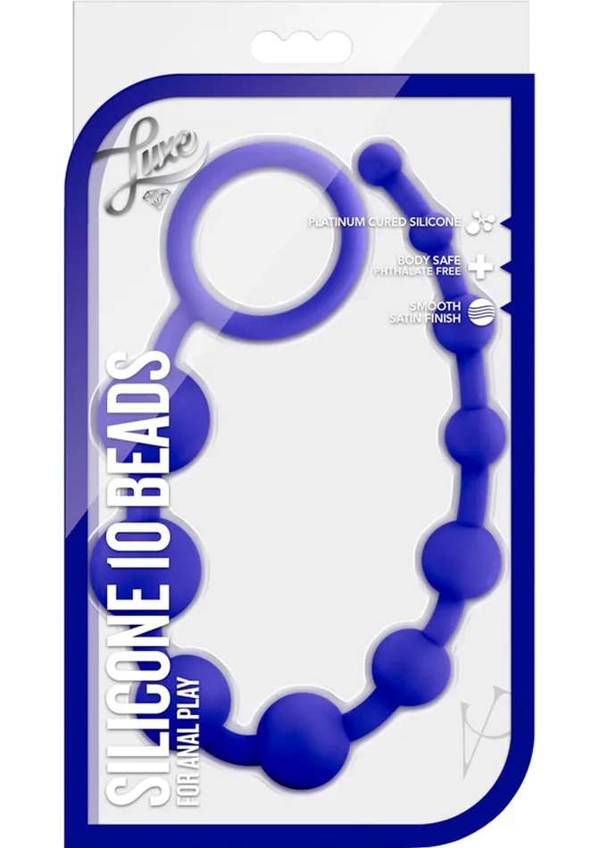 Luxe Anal Luxe Silicone 10 Anal Beads Indigo