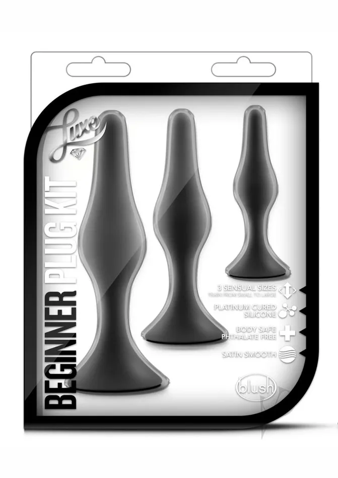 Luxe Beginner Silicone Butt Plug Kit 3 Sizes 3 Sizes Black Luxe Anal