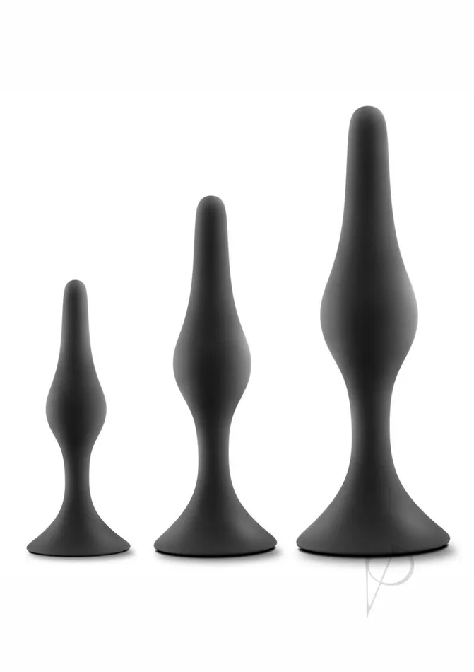 Luxe Beginner Silicone Butt Plug Kit 3 Sizes 3 Sizes Black Luxe Anal