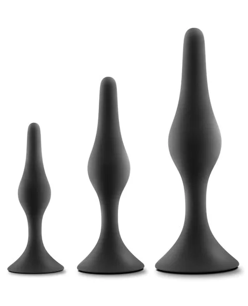Luxe Beginner Silicone Butt Plug Kit 3 Sizes 3 Sizes Black Luxe Anal