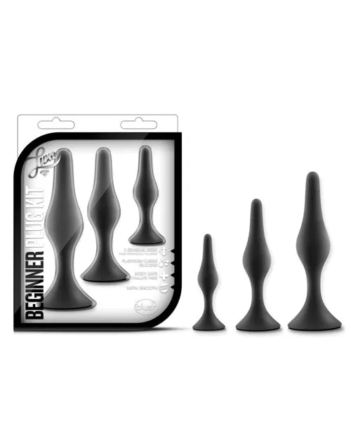 Luxe Beginner Silicone Butt Plug Kit 3 Sizes 3 Sizes Black Luxe Anal