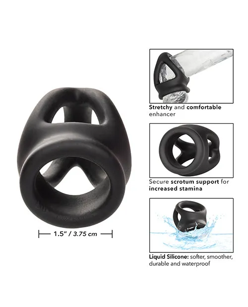 Male Sex Toys Alpha Liquid Silicone Dual Cage and Ring Black Alpha Male Sex Toys Alpha Liquid Silicone Dual Cage and Ring Black Alpha