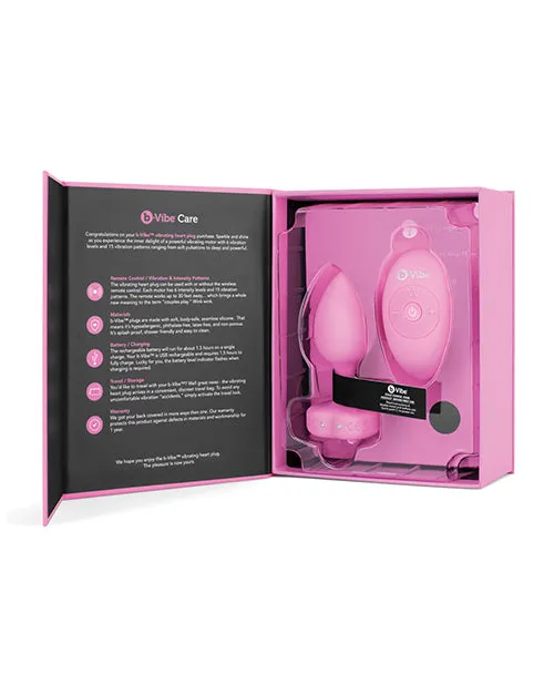 Male Sex Toys B Vibe BVibe Vibrating Heart Shape Jewel Rechargeable Silicone Anal Plug with Remote Control SmallMedium Pink