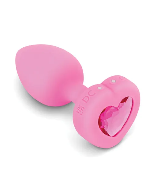 Male Sex Toys B Vibe BVibe Vibrating Heart Shape Jewel Rechargeable Silicone Anal Plug with Remote Control SmallMedium Pink
