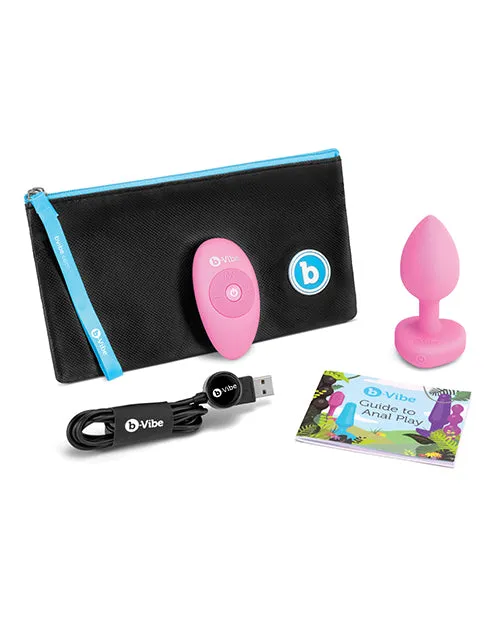 Male Sex Toys B Vibe BVibe Vibrating Heart Shape Jewel Rechargeable Silicone Anal Plug with Remote Control SmallMedium Pink
