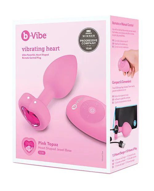 Male Sex Toys B Vibe BVibe Vibrating Heart Shape Jewel Rechargeable Silicone Anal Plug with Remote Control SmallMedium Pink
