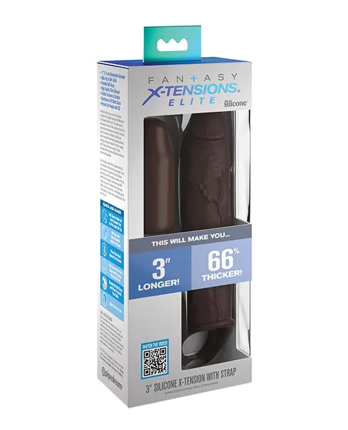 Male Sex Toys Fantasy X Tensions Fantasy XTension Elite Silicone 7in Sleeve and 3in Plug Chocolate