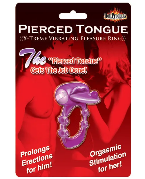 Male Sex Toys Hott Products Pierced Tongue Vibrating Silicone Cock Ring Waterproof Purple