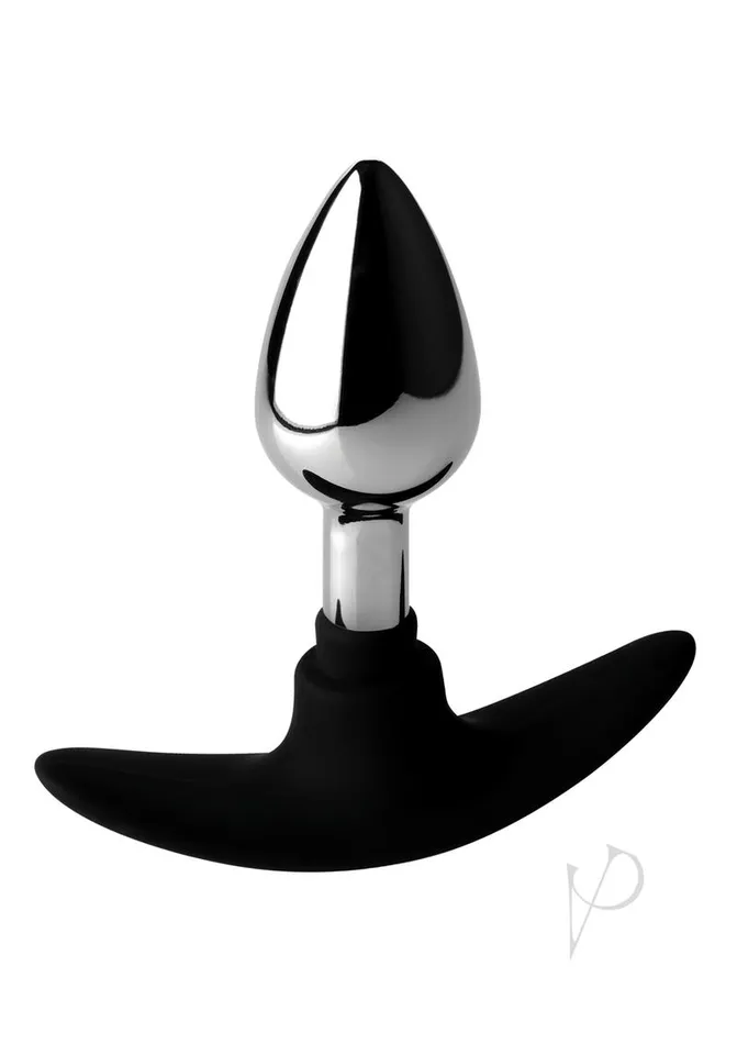 Male Sex Toys Master Series Master Series Dark Invader Metal and Silicone Anal Plug Small Silver