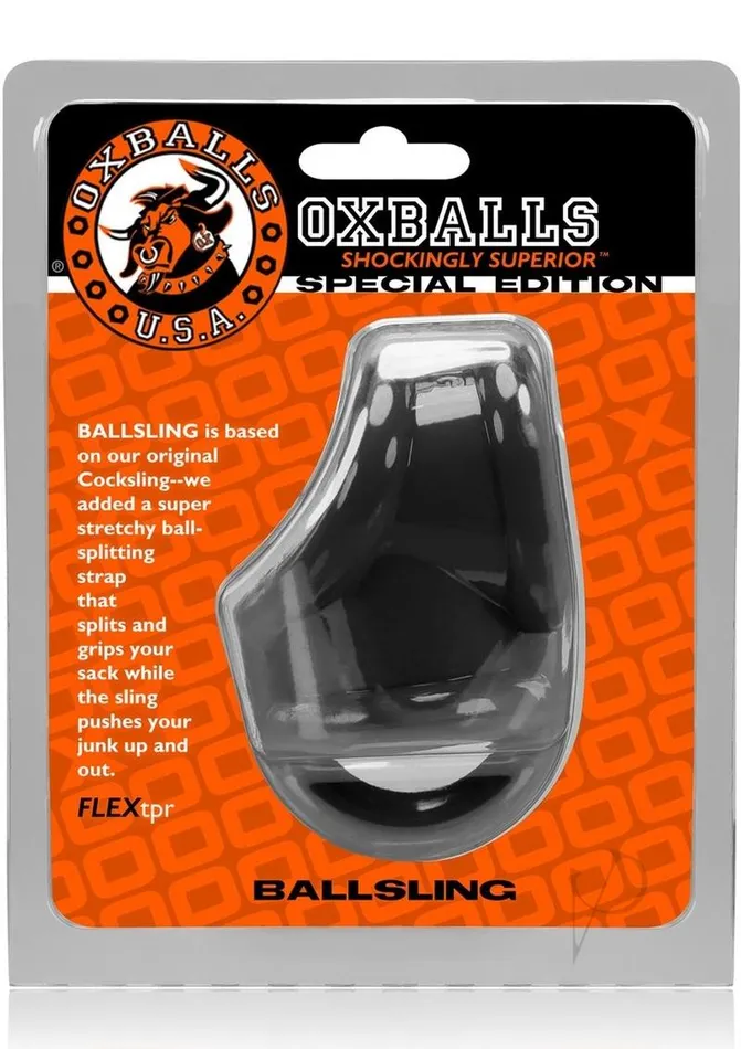 Male Sex Toys Oxballs Oxballs Ball Sling with Ball Splitter Strap Black