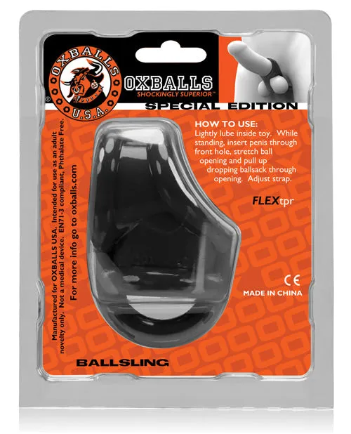 Male Sex Toys Oxballs Oxballs Ball Sling with Ball Splitter Strap Black