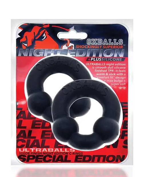 Male Sex Toys Oxballs Ultraballs Cock Ring Set 2 pack Night Edition Oxballs