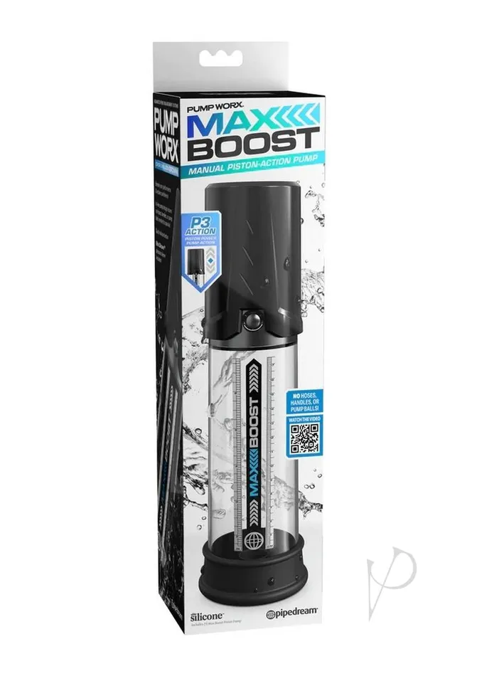 Male Sex Toys Pump Worx Pump Worx Max Boost Penis Pump BlackClear