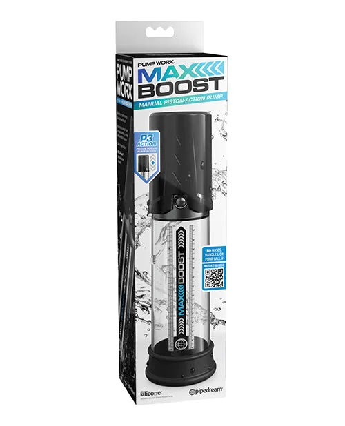Male Sex Toys Pump Worx Pump Worx Max Boost Penis Pump BlackClear