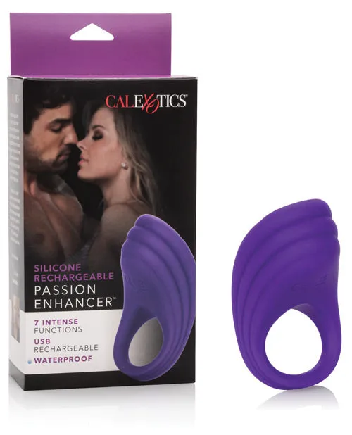Male Sex Toys Silicone Rechargeable Passion Enhancer Cock Ring Purple Couples Enhancers