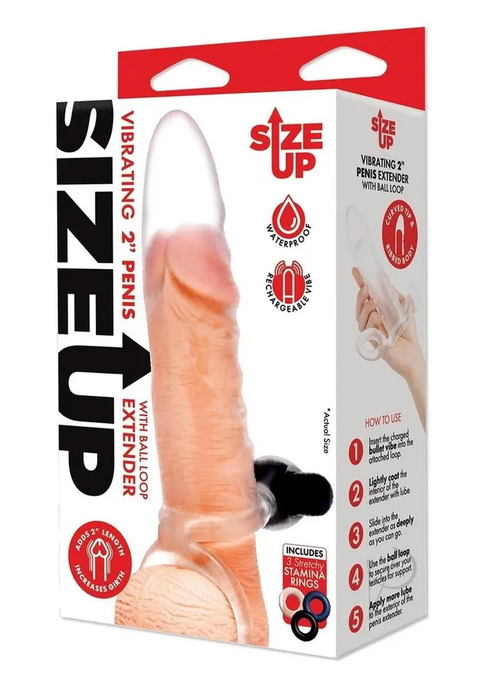 Male Sex Toys Size Up Size Up Clear View Vibrating Penis Extender 2in