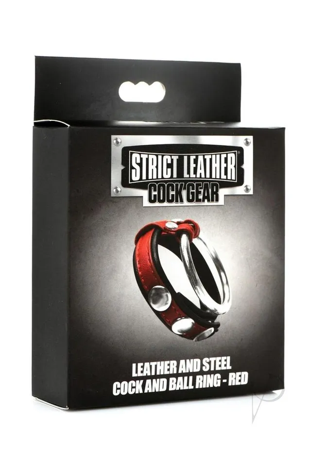 Male Sex Toys Strict Leather Strict Leather Cock Gear Leather and Steel Cock and Ball Ring Red Male Sex Toys Strict Leather Strict Leather Cock Gear Leather and Steel Cock and Ball Ring Red