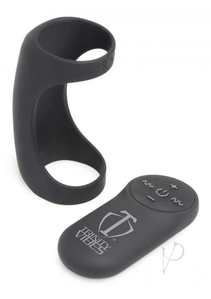 Male Sex Toys Trinity Men Trinity Men 7X GShaft Silicone Rechargeable Cock Ring with Remote Control Black