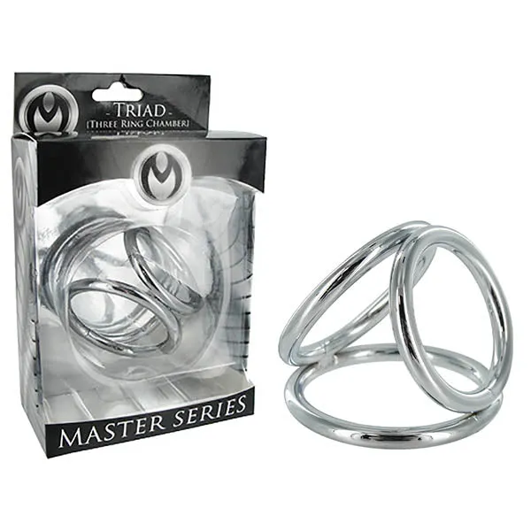 Male Sex Toys XR Brands Master Series Triad Chamber Metal Cock and Ball Ring