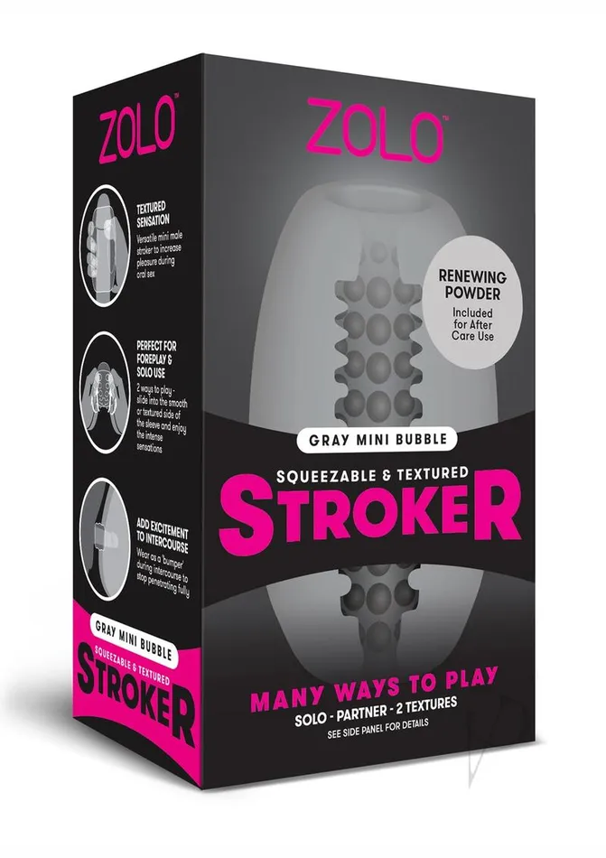 Male Sex Toys Zolo ZOLO Squeezable Mini Bubble Masturbator Gray