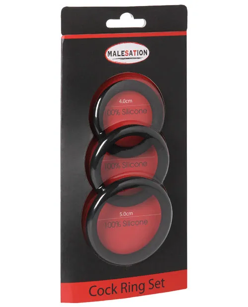 Malesation Male Sex Toys MALESATION Cock Ring Set Pack of 3 Black