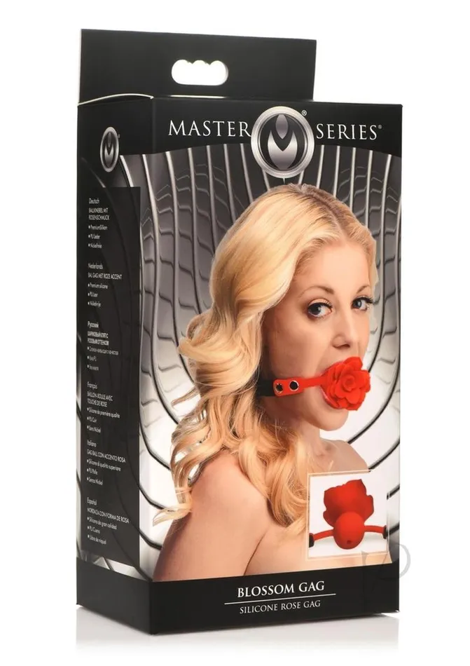 Master Series Blossom Gag Silicone Rose Gag RedBlack Master Series Anal