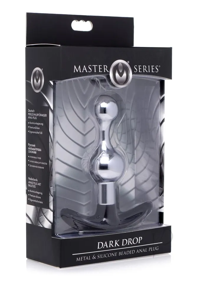 Master Series Dark Drop Metal and Silicone Beaded Anal Plug Silver Master Series Anal