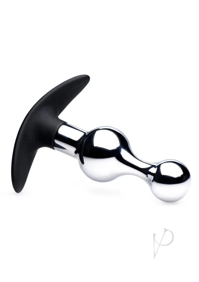 Master Series Dark Drop Metal and Silicone Beaded Anal Plug Silver Master Series Anal