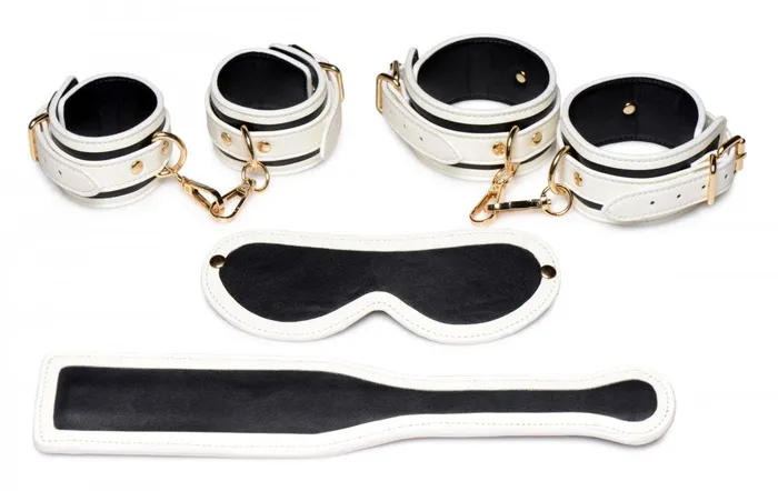 Master Series Dildos Kink in the Dark Glowing Cuffs Blindfold and Paddle Bondage Set