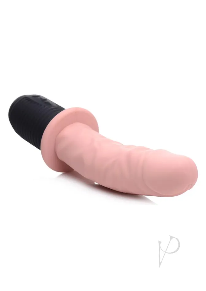 Master Series Female Sex Toys Master Series 10x Vibrating and Thrusting Silicone Rechargeable Dildo with Handle 10in Vanilla