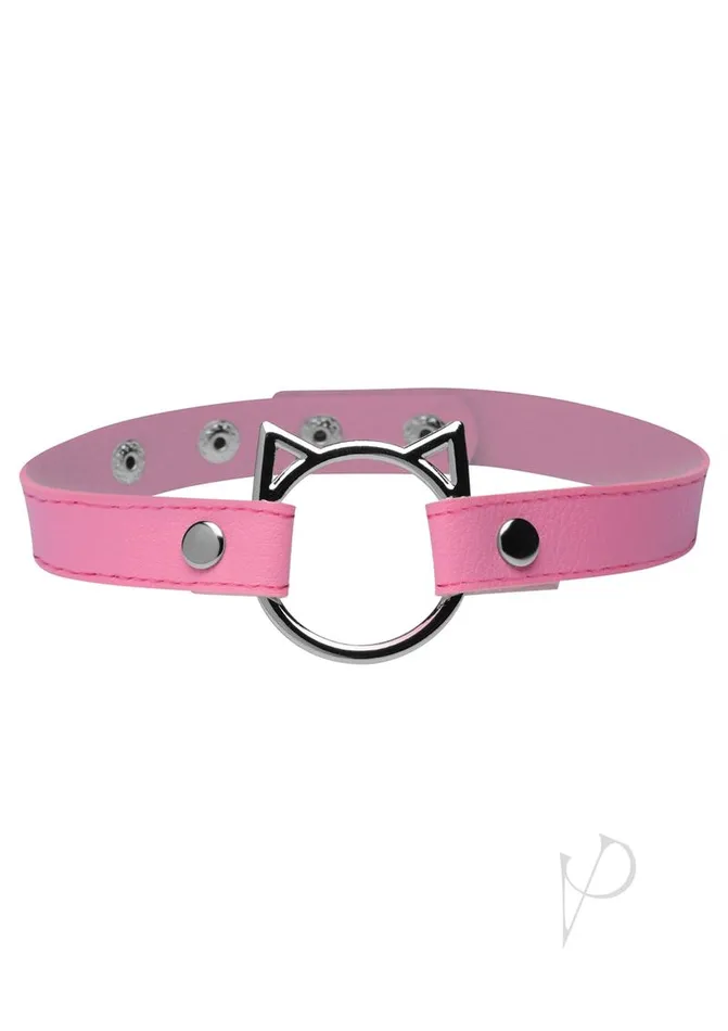 Master Series Kinky Kitty Adjustable Ring Choker Slim Pink Master Series Male Sex Toys