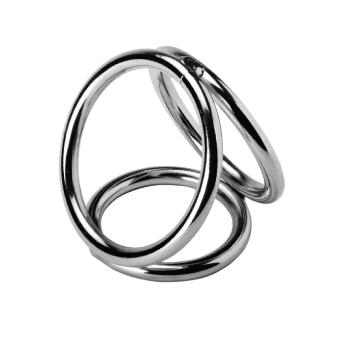 Master Series Male Sex Toys Chrome Triple Cock and Ball Ring