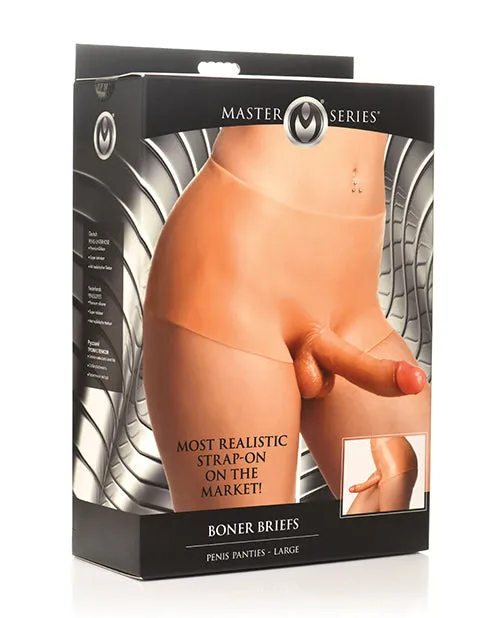 Master Series Male Sex Toys Master Series Boner Brief Penis Panties with Posable Dildo Large Vanilla