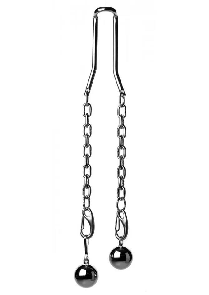 Master Series Male Sex Toys Master Series Heavy Hitch Ball Stretcher Hook with Weights Silver