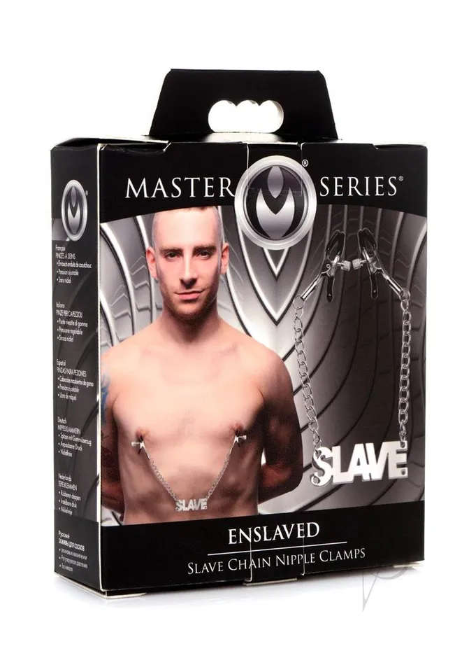 Master Series Master Series Enslaved Slave Chain Nipple Clamps Silver Anal Master Series Master Series Enslaved Slave Chain Nipple Clamps Silver Anal