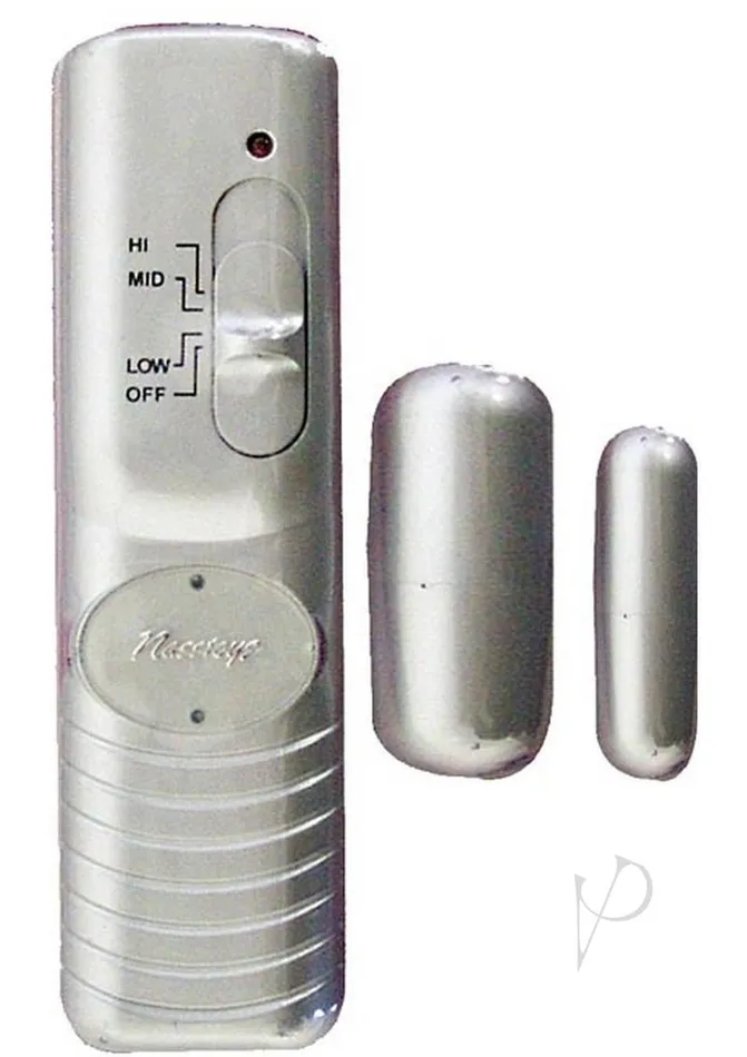 Nasstoys Double Silver Bullet with Wired Remote Control Silver Female Sex Toys Nasstoys Double Silver Bullet with Wired Remote Control Silver Female Sex Toys