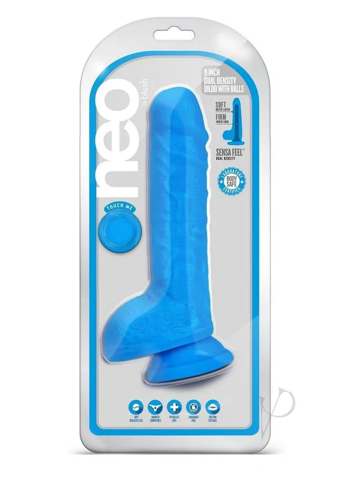 Neo Dual Density Dildo 9in Neon Blue Neo Dildos