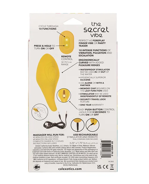 Neon Vibes Female Sex Toys Neon Vibes The Secret Vibe Rechargeable Silicone Vibrator with Remote Control Yellow