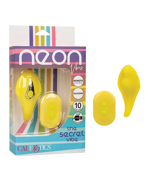Neon Vibes Female Sex Toys Neon Vibes The Secret Vibe Rechargeable Silicone Vibrator with Remote Control Yellow