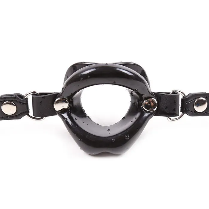 Open Mouth Silicone Gag with Leather Strap Wild Night Fantasies Female Sex Toys